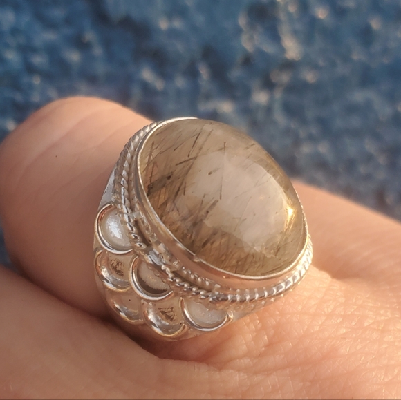 New Black Rutilated Quartz 925 Silver Ring. - Picture 11 of 16